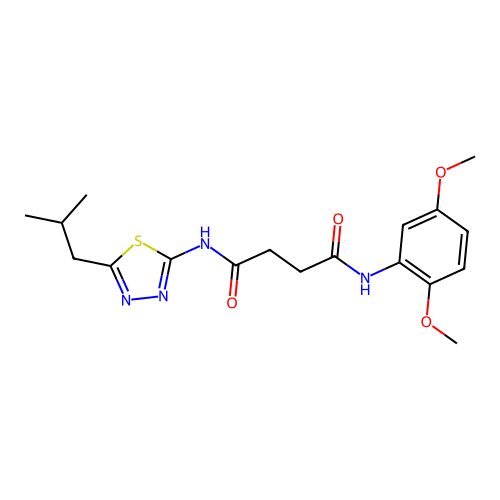 N-(2,5-dimethoxyphenyl)-N'-[5-(2-methylpropyl)-1,3,4-thiadiazol-2-yl]butanediamide structure