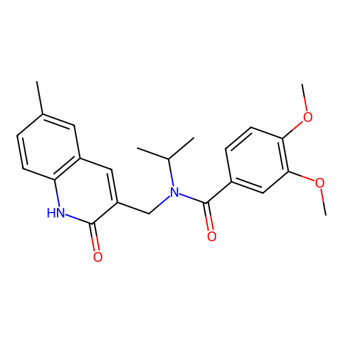 3,4-dimethoxy-N-[(6-methyl-2-oxo-1H-quinolin-3-yl)methyl]-N-propan-2-ylbenzamide structure
