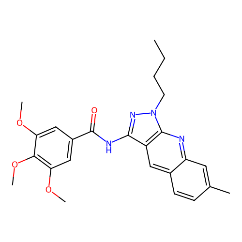 N-(1-butyl-7-methylpyrazolo[3,4-b]quinolin-3-yl)-3,4,5-trimethoxybenzamide structure