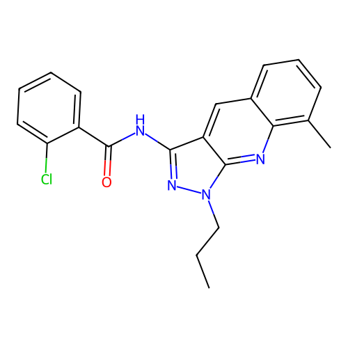 2-chloro-N-(8-methyl-1-propylpyrazolo[3,4-b]quinolin-3-yl)benzamide structure