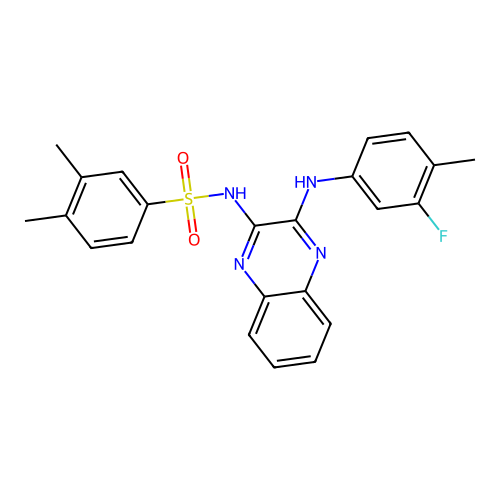 N-(3-((3-fluoro-4-methylphenyl)amino)quinoxalin-2-yl)-3,4-dimethylbenzenesulfonamide structure