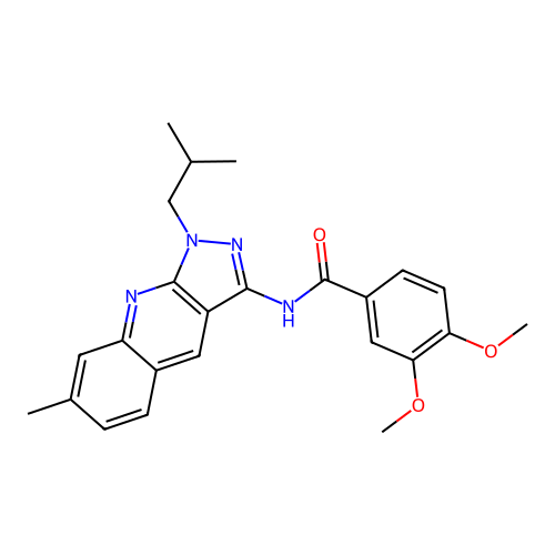N-(1-isobutyl-7-methyl-1H-pyrazolo[3,4-b]quinolin-3-yl)-3,4-dimethoxybenzamide structure
