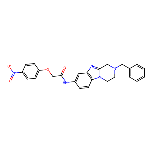 N-(2-benzyl-1,2,3,4-tetrahydropyrazino[1,2-a]benzimidazol-8-yl)-2-(4-nitrophenoxy)acetamide structure