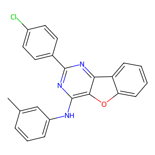 2-(4-chlorophenyl)-N-(m-tolyl)benzofuro[3,2-d]pyrimidin-4-amine structure