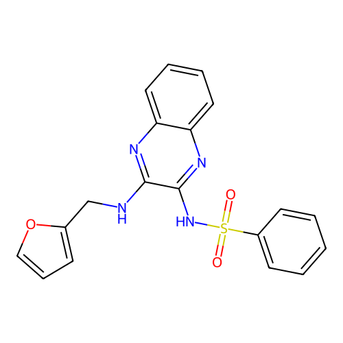 N-[(2Z)-3-[(furan-2-ylmethyl)amino]quinoxalin-2(1H)-ylidene]benzenesulfonamide structure