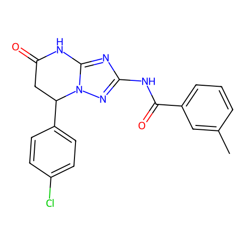 N-(7-(4-chlorophenyl)-5-oxo-4,5,6,7-tetrahydro-[1,2,4]triazolo[1,5-a]pyrimidin-2-yl)-3-methylbenzamide structure