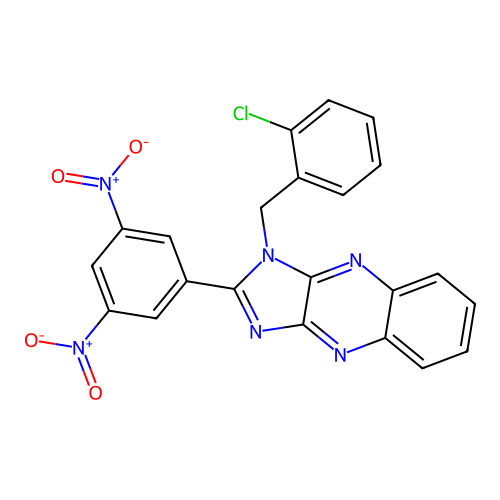 1-(2-chlorobenzyl)-2-(3,5-dinitrophenyl)-1H-imidazo[4,5-b]quinoxaline structure