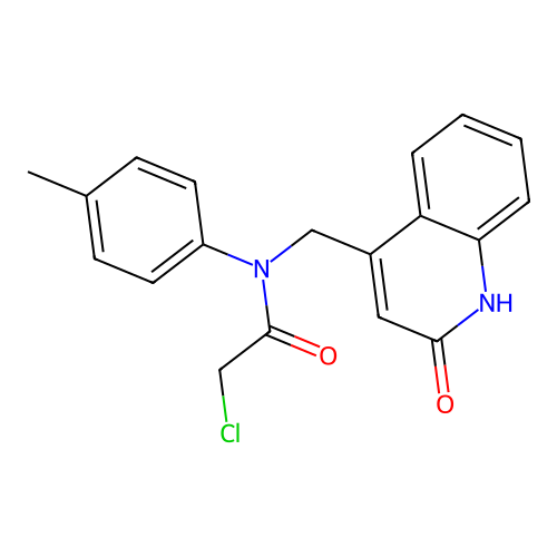 2-chloro-N-(4-methylphenyl)-N-[(2-oxo-1H-quinolin-4-yl)methyl]acetamide structure