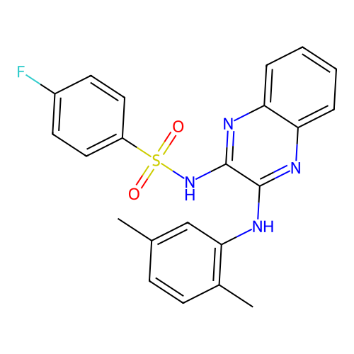 N-(3-((2,5-dimethylphenyl)amino)quinoxalin-2-yl)-4-fluorobenzenesulfonamide structure