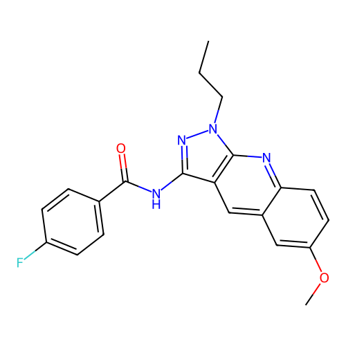 4-fluoro-N-(6-methoxy-1-propylpyrazolo[3,4-b]quinolin-3-yl)benzamide structure