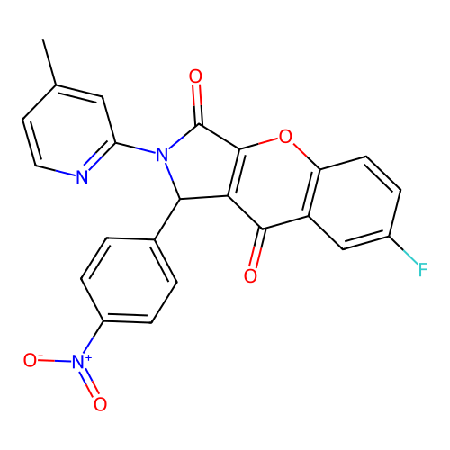 7-fluoro-2-(4-methylpyridin-2-yl)-1-(4-nitrophenyl)-1,2-dihydrochromeno[2,3-c]pyrrole-3,9-dione structure