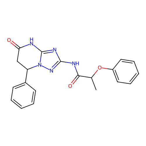 N-(5-oxo-7-phenyl-3,5,6,7-tetrahydro[1,2,4]triazolo[1,5-a]pyrimidin-2-yl)-2-phenoxypropanamide structure