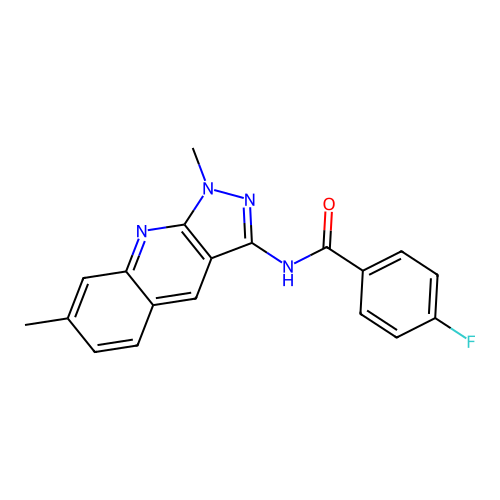 N-(1,7-dimethylpyrazolo[3,4-b]quinolin-3-yl)-4-fluorobenzamide structure