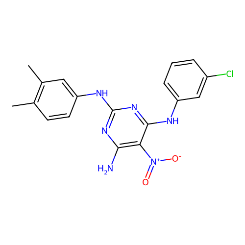 N4-(3-Chlorophenyl)-N2-(3,4-dimethylphenyl)-5-nitropyrimidine-2,4,6-triamine structure