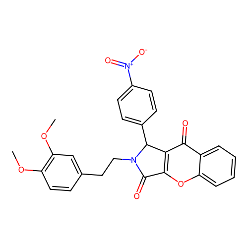 2-(3,4-dimethoxyphenethyl)-1-(4-nitrophenyl)-1,2-dihydrochromeno[2,3-c]pyrrole-3,9-dione structure