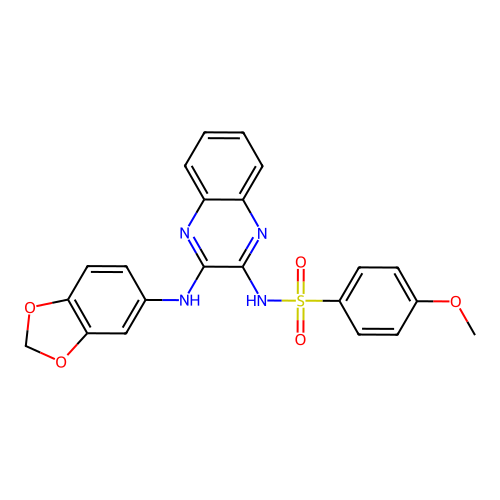 N-[3-(1,3-benzodioxol-5-ylamino)quinoxalin-2-yl]-4-methoxybenzenesulfonamide structure