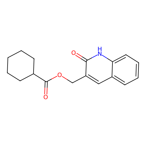 (2-oxo-1H-quinolin-3-yl)methyl cyclohexanecarboxylate structure