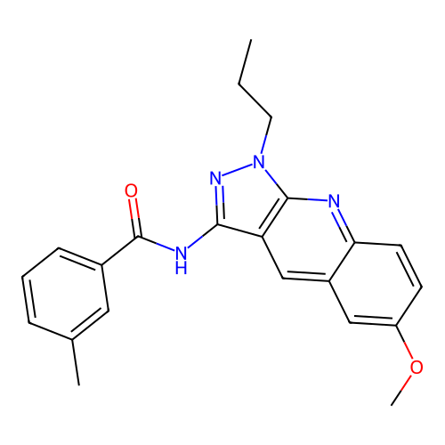 N-(6-methoxy-1-propyl-1H-pyrazolo[3,4-b]quinolin-3-yl)-3-methylbenzamide structure