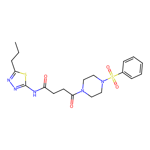 4-[4-(benzenesulfonyl)piperazin-1-yl]-4-oxo-N-(5-propyl-1,3,4-thiadiazol-2-yl)butanamide structure