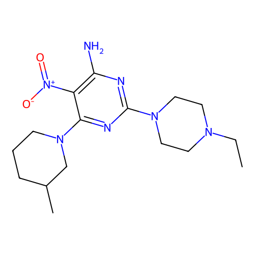 2-(4-Ethylpiperazin-1-yl)-6-(3-methylpiperidin-1-yl)-5-nitropyrimidin-4-amine structure