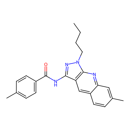 N-(1-butyl-7-methylpyrazolo[3,4-b]quinolin-3-yl)-4-methylbenzamide structure
