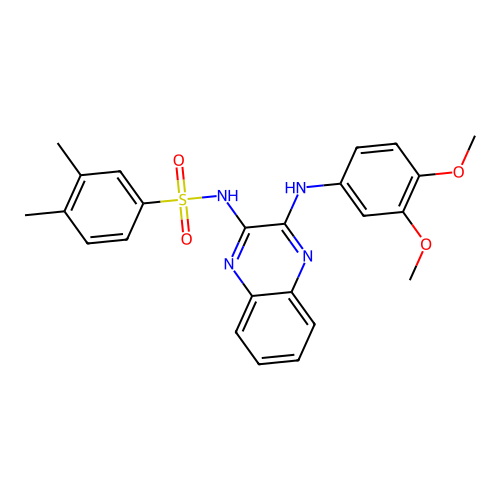 N-(3-((3,4-dimethoxyphenyl)amino)quinoxalin-2-yl)-3,4-dimethylbenzenesulfonamide structure
