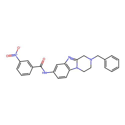 N-(2-benzyl-1,2,3,4-tetrahydropyrazino[1,2-a]benzimidazol-8-yl)-3-nitrobenzamide structure