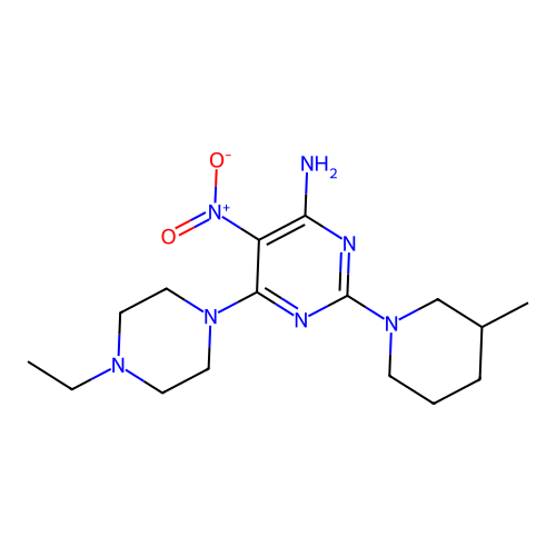 6-(4-Ethylpiperazin-1-yl)-2-(3-methylpiperidin-1-yl)-5-nitropyrimidin-4-amine structure