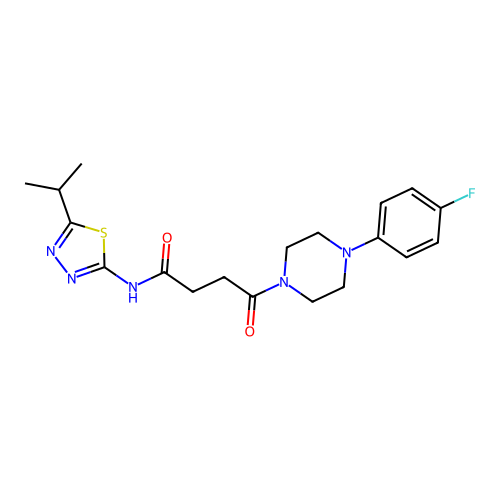 4-(4-(4-fluorophenyl)piperazin-1-yl)-N-(5-isopropyl-1,3,4-thiadiazol-2-yl)-4-oxobutanamide structure
