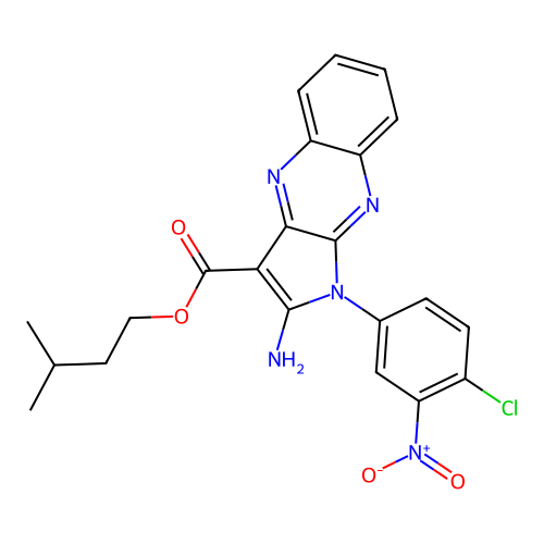 3-methylbutyl 2-amino-1-(4-chloro-3-nitrophenyl)pyrrolo[3,2-b]quinoxaline-3-carboxylate structure