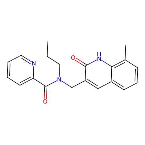 N-((2-hydroxy-8-methylquinolin-3-yl)methyl)-N-propylpicolinamide structure