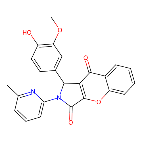 1-(4-hydroxy-3-methoxyphenyl)-2-(6-methylpyridin-2-yl)-1,2-dihydrochromeno[2,3-c]pyrrole-3,9-dione structure