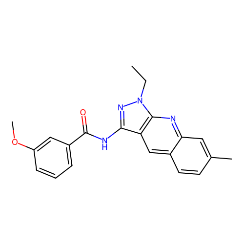 N-(1-ethyl-7-methylpyrazolo[3,4-b]quinolin-3-yl)-3-methoxybenzamide structure