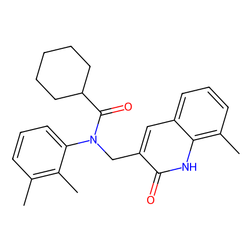N-(2,3-dimethylphenyl)-N-((2-hydroxy-8-methylquinolin-3-yl)methyl)cyclohexanecarboxamide structure