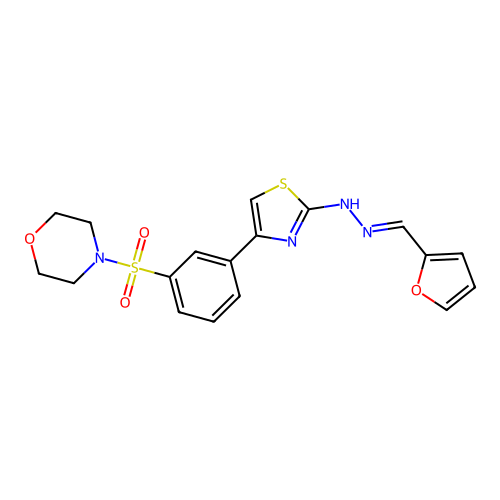 4-[(3-{2-[(2E)-2-(furan-2-ylmethylidene)hydrazinyl]-1,3-thiazol-4-yl}phenyl)sulfonyl]morpholine structure