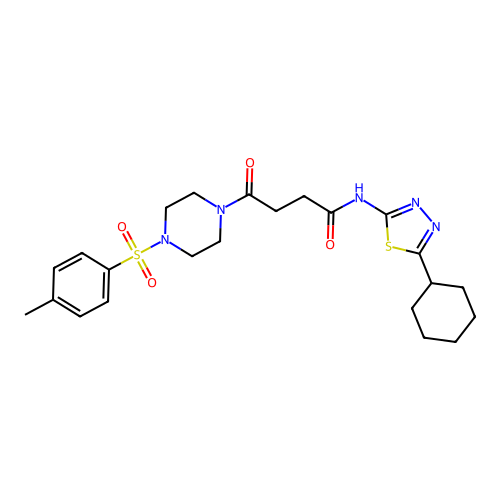 N-(5-cyclohexyl-1,3,4-thiadiazol-2-yl)-4-oxo-4-(4-tosylpiperazin-1-yl)butanamide structure