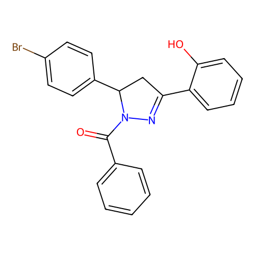 (5-(4-bromophenyl)-3-(2-hydroxyphenyl)-4,5-dihydro-1H-pyrazol-1-yl)(phenyl)methanone structure