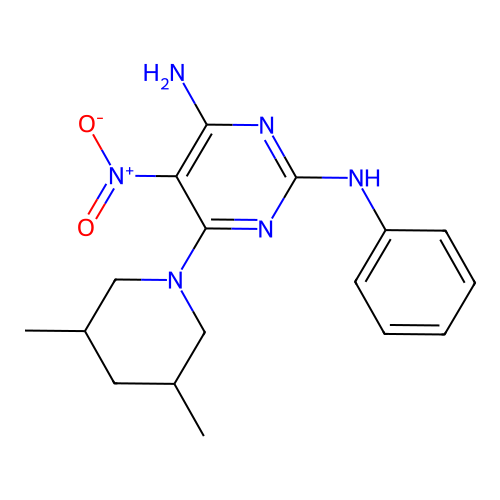 6-(3,5-dimethylpiperidin-1-yl)-5-nitro-N~2~-phenylpyrimidine-2,4-diamine structure