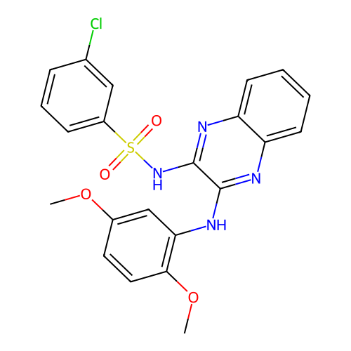 3-chloro-N-(3-((2,5-dimethoxyphenyl)amino)quinoxalin-2-yl)benzenesulfonamide structure