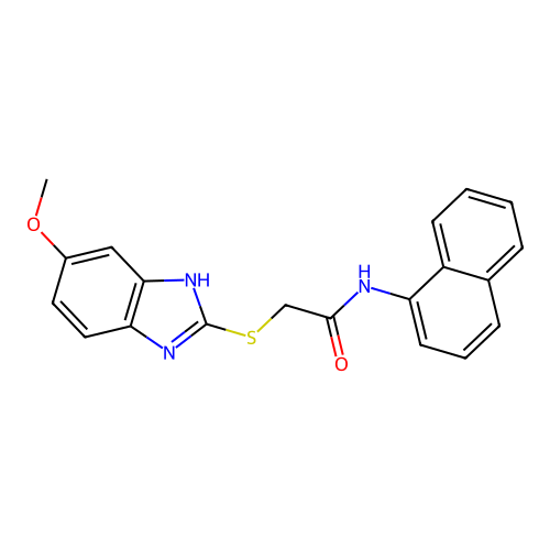 2-[(5-methoxy-1H-benzimidazol-2-yl)sulfanyl]-N-(naphthalen-1-yl)acetamide structure