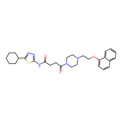N-(5-cyclohexyl-1,3,4-thiadiazol-2-yl)-4-(4-(2-(naphthalen-1-yloxy)ethyl)piperazin-1-yl)-4-oxobutanamide structure