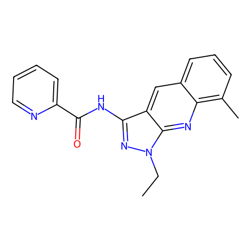 N-(1-ethyl-8-methylpyrazolo[3,4-b]quinolin-3-yl)pyridine-2-carboxamide structure