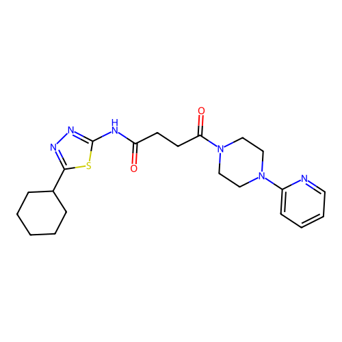 N-(5-cyclohexyl-1,3,4-thiadiazol-2-yl)-4-oxo-4-(4-pyridin-2-ylpiperazin-1-yl)butanamide structure