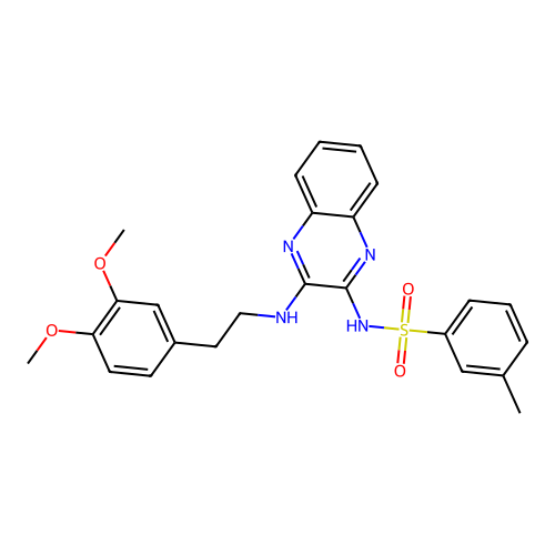 N-(3-((3,4-dimethoxyphenethyl)amino)quinoxalin-2-yl)-3-methylbenzenesulfonamide structure