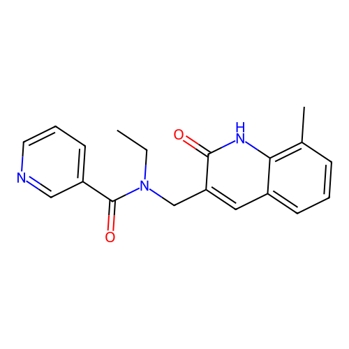 N-ethyl-N-((2-hydroxy-8-methylquinolin-3-yl)methyl)nicotinamide structure
