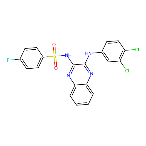 N-(3-((3,4-dichlorophenyl)amino)quinoxalin-2-yl)-4-fluorobenzenesulfonamide structure
