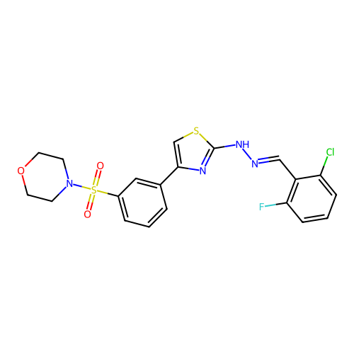 4-[(3-{2-[(2E)-2-(2-chloro-6-fluorobenzylidene)hydrazinyl]-1,3-thiazol-4-yl}phenyl)sulfonyl]morpholine structure
