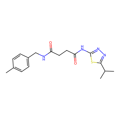 N1-(5-isopropyl-1,3,4-thiadiazol-2-yl)-N4-(4-methylbenzyl)succinamide structure