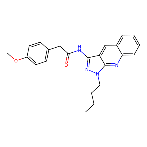 N-(1-butylpyrazolo[3,4-b]quinolin-3-yl)-2-(4-methoxyphenyl)acetamide structure