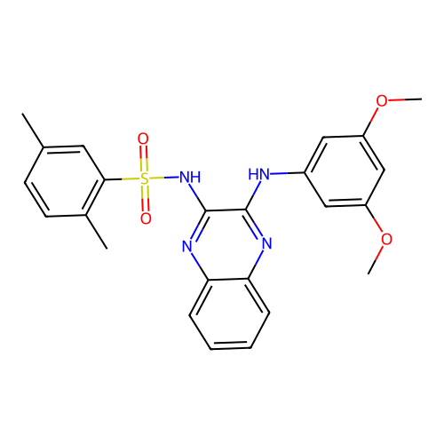 N-(3-((3,5-dimethoxyphenyl)amino)quinoxalin-2-yl)-2,5-dimethylbenzenesulfonamide structure